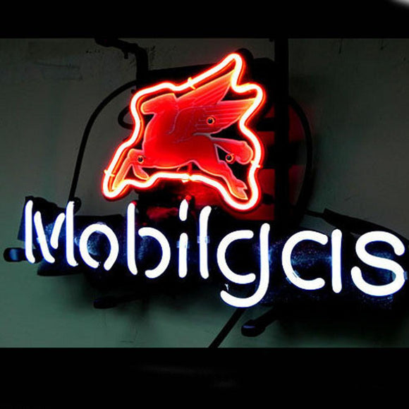 Professional  Mobil Gas Mobilgas Oil Station Beer Bar Neon Sign