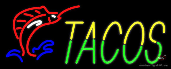 Yellow Green Tacos Neon Sign