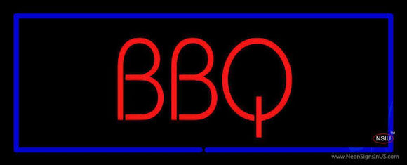 BBQ with Blue Border Neon Sign