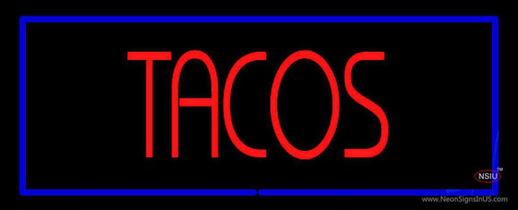 Red Tacos with Blue Border Neon Sign