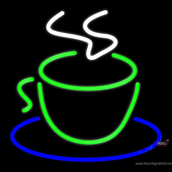 Green Coffee Cup Logo Neon Sign