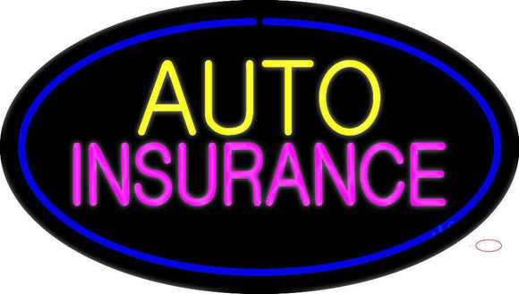 Auto Insurance Blue Oval Neon Sign