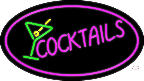 Pink Cocktail with Cocktail Glass Neon Sign