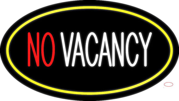 No Vacancy Oval Yellow Neon Sign