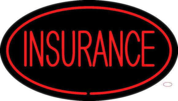 Insurance Oval Red Neon Sign