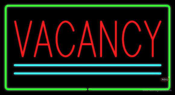 Vacancy Rectangle Green Neon Sign