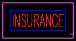 Red Insurance Blue and Pink Border Neon Sign