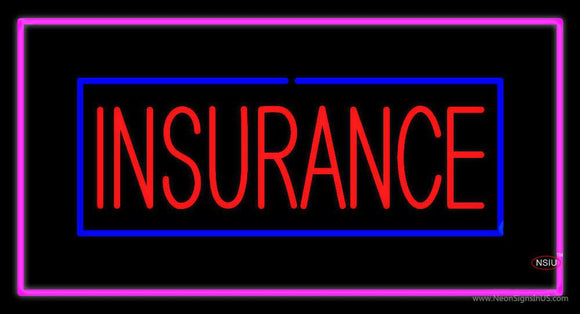 Red Insurance Blue and Pink Border Neon Sign