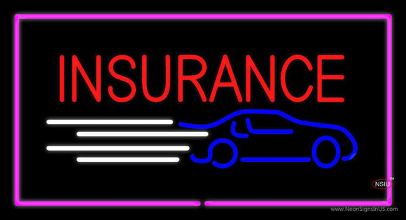 Insurance Car Logo Pink Border Neon Sign