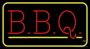 Block BBQ with Yellow Border Neon Sign