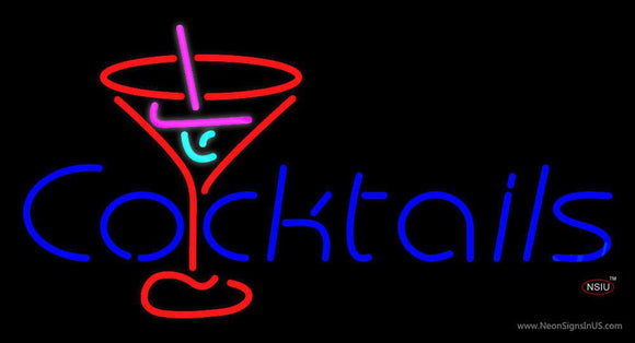 Cocktail Neon Sign with Red Cocktail Glass