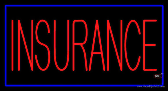 Red Insurance with Blue Border Neon Sign