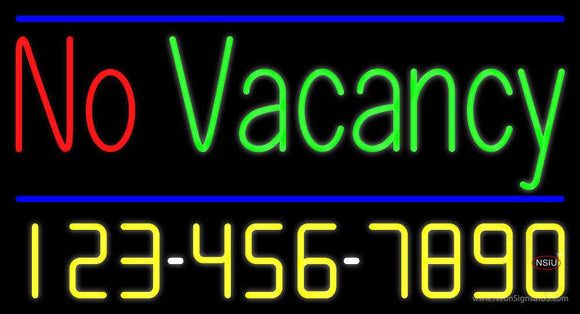 No Vacancy Neon Sign with Phone Number