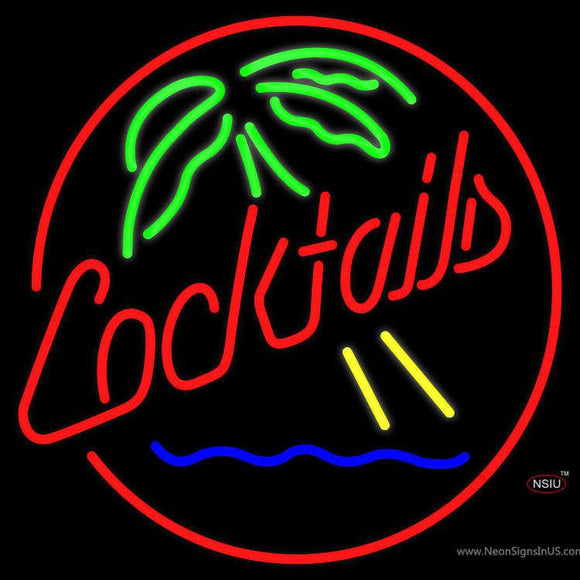 Cocktails and Palm Tree Neon Sign
