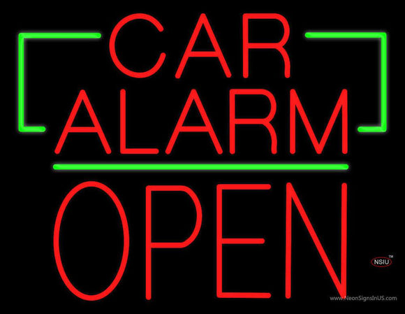 Car Alarm Block Open Green Line Neon Sign