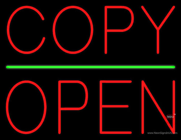 Copy Block Open Green Line Neon Sign