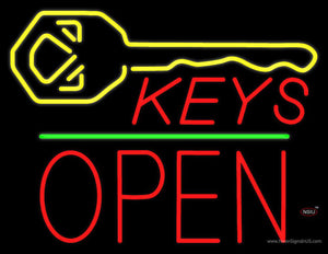 Keys Logo Block Open Green Line Neon Sign
