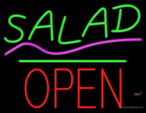 Salad Block Open Green Line Neon Sign