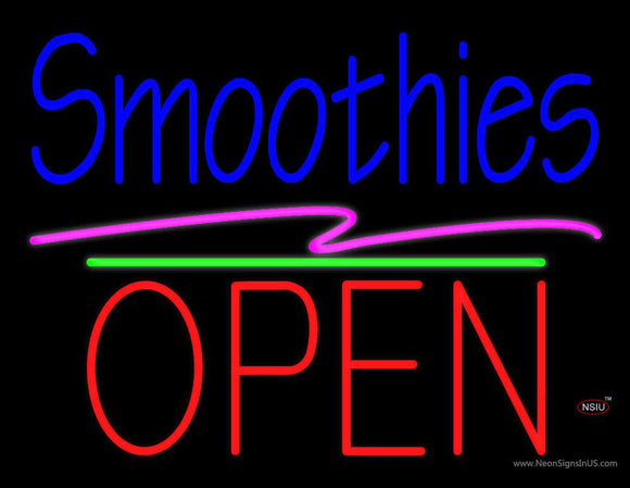 Smoothies Block Open Green Line Neon Sign