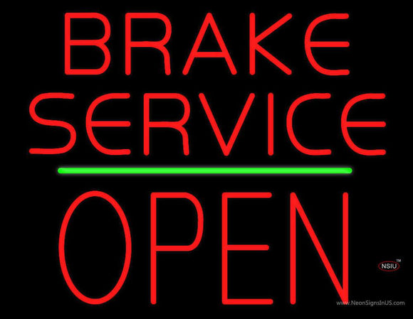 Brake Service Block Open Green Line Neon Sign