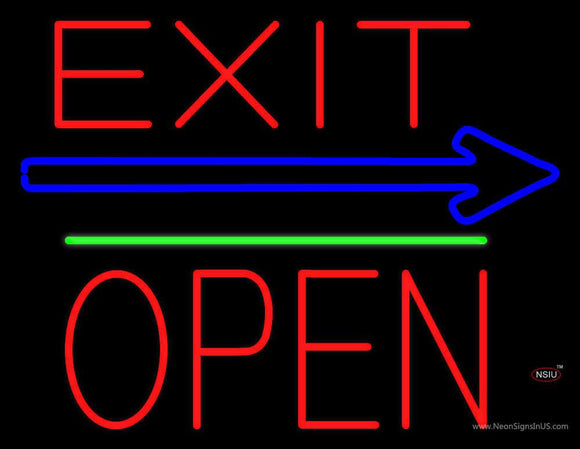 Exit Block Open Green Line Neon Sign