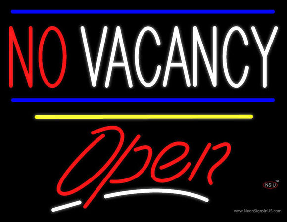 No Vacancy Open Yellow Line Neon Sign
