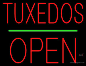Tuxedos Block Green Line Open  Neon Sign