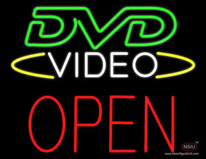 DVD Video Block Open Neon Sign