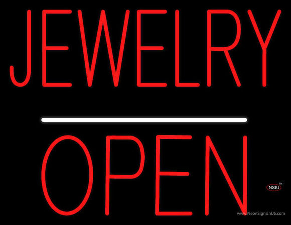 Jewelry Block Open White Line Neon Sign