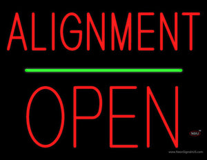 Alignment Open Block Green Line Neon Sign