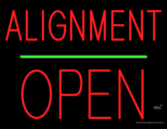 Alignment Open Block Green Line Neon Sign