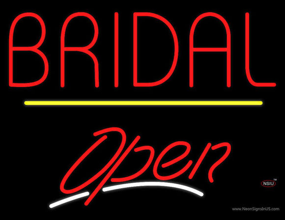 Bridal Block Yellow Line Open Neon Sign