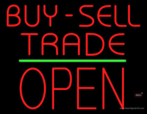 Red Buy Sell Trade Block Open Green Line Neon Sign