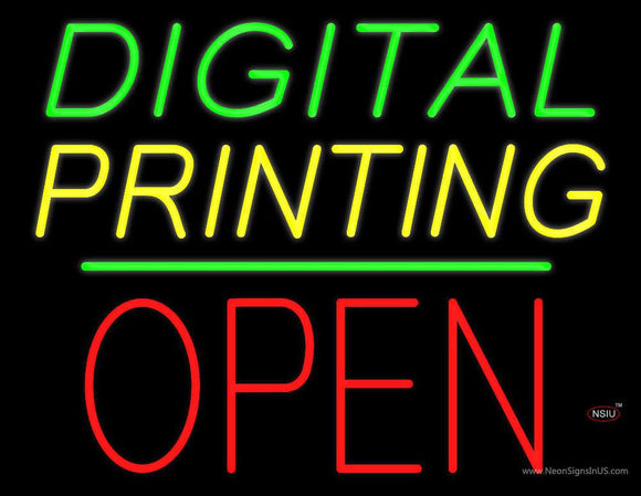 Digital Printing Block Open Green Line Neon Sign