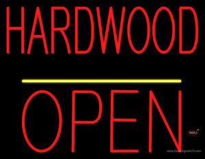 Hardwood Block Open Yellow Line Neon Sign