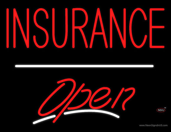 Insurance Open White Line Neon Sign