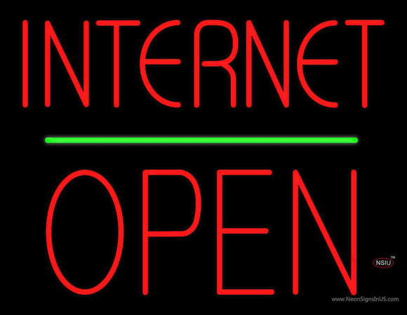 Internet Block Open Green Line Neon Sign
