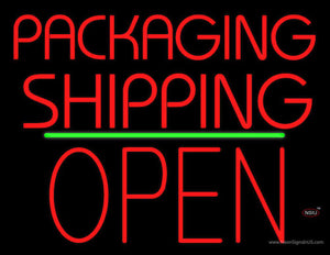 Packaging Shipping Open Block Green Line Neon Sign