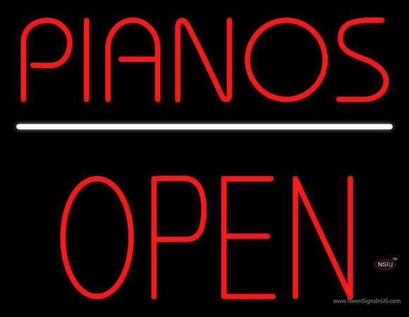 Pianos Open Block Neon Sign