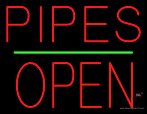 Red Pipes Open Block Green Line Neon Sign