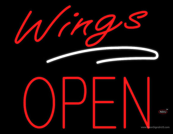 Wings Block Open Neon Sign