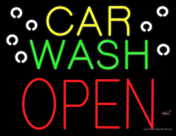 Car Wash Open Block Neon Sign