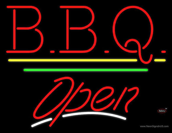BBQ Open Yellow Line Neon Sign