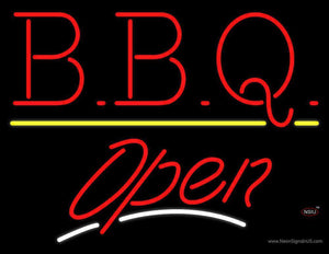 BBQ - Open White Line Neon Sign