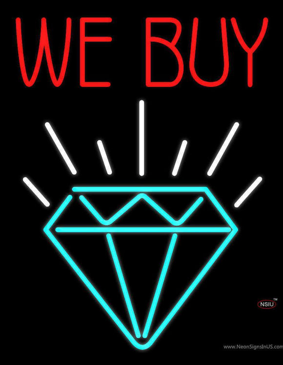 We Buy Diamond Handmade Art Neon Sign