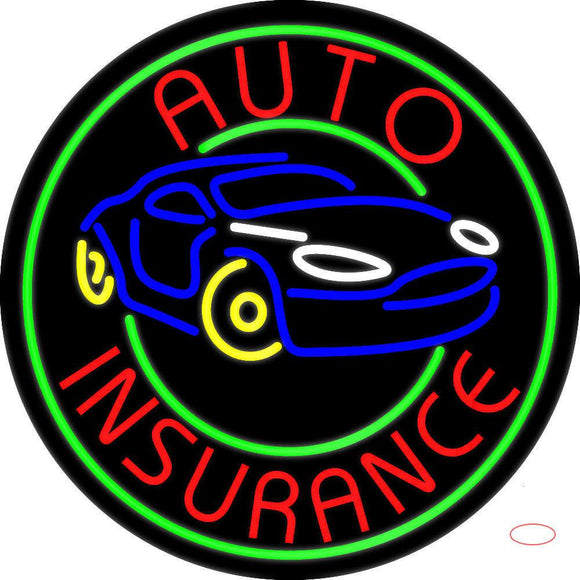 Round Auto Insurance Car Logo Neon Sign