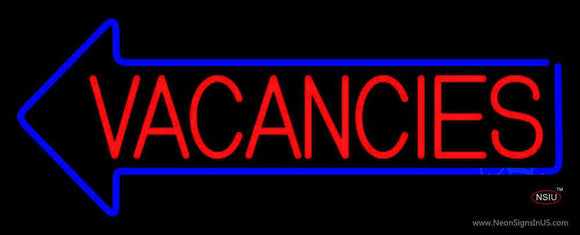 Red Vacancies With Blue Arrow Neon Sign