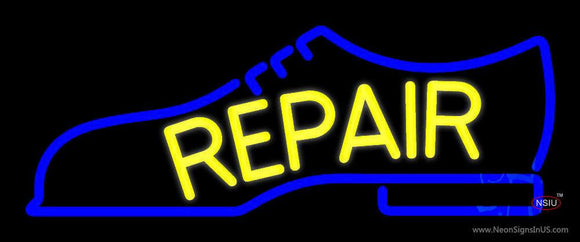 Yellow Repair Shoe Logo Neon Sign