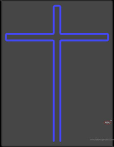 Blue Christian Cross Neon Sign