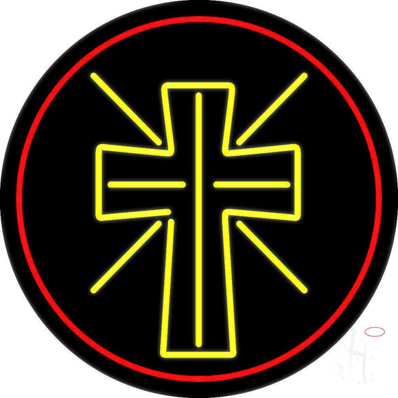 Christian Cross With Border Neon Sign